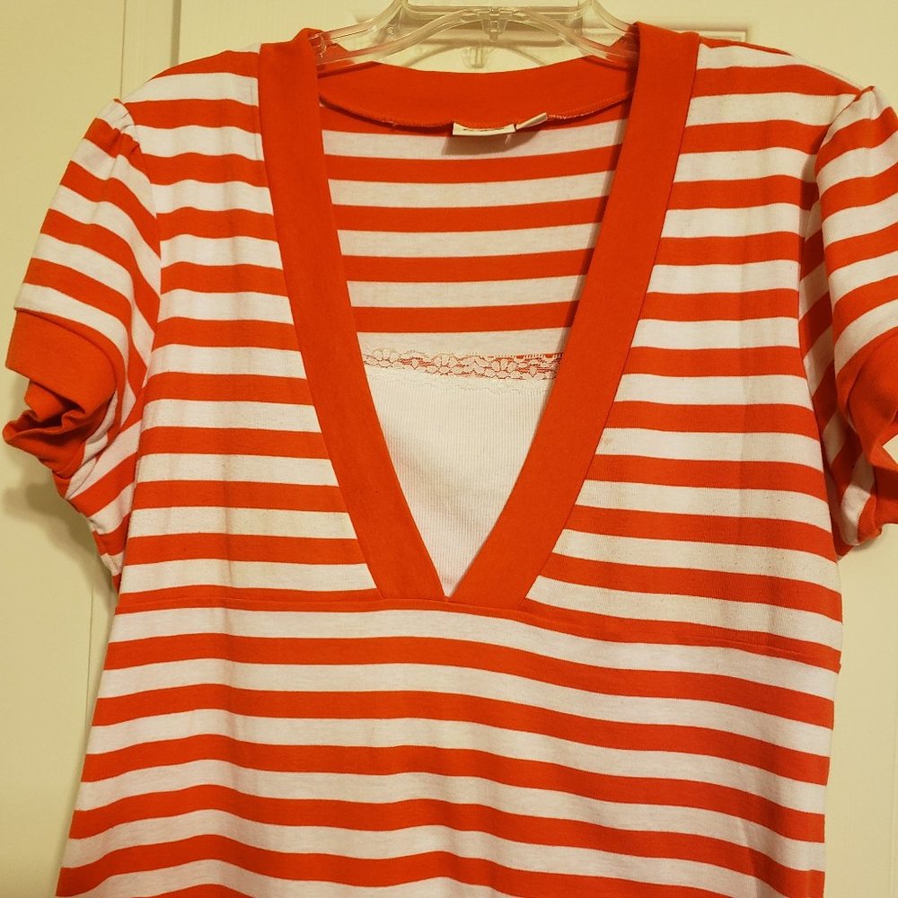 NEW ** ORANGE TOP W/ LACE INSERT